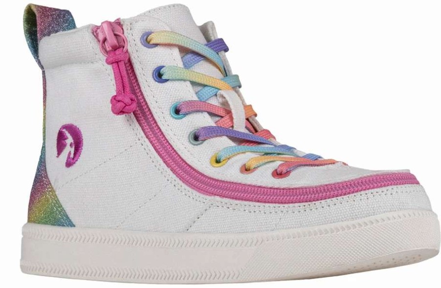 Styles For Kids * | Billy Footwear White Rainbow Billy Classic Lace Highs