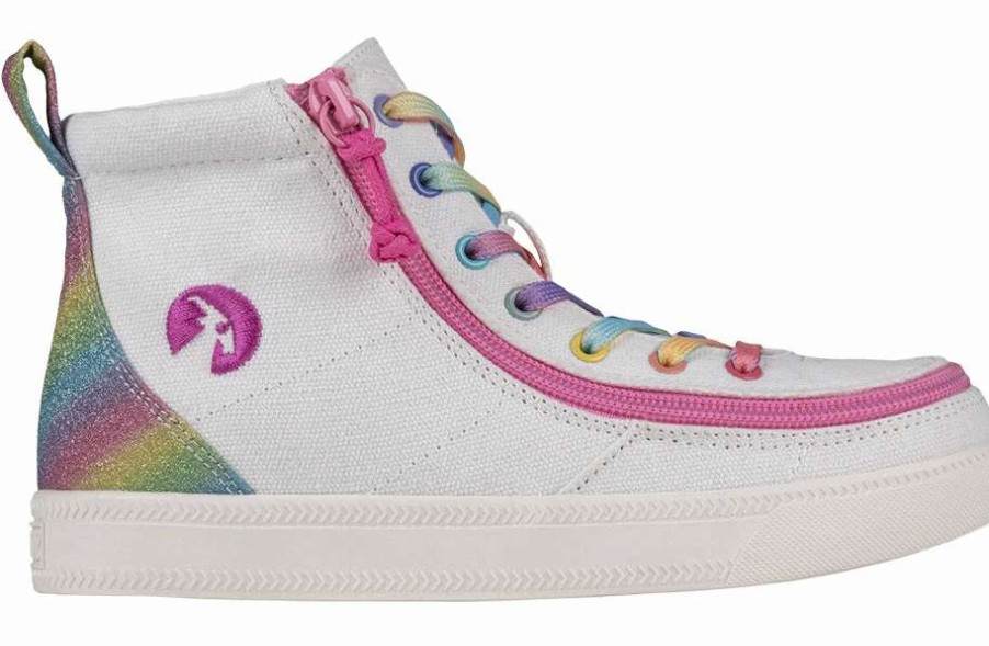 Styles For Kids * | Billy Footwear White Rainbow Billy Classic Lace Highs