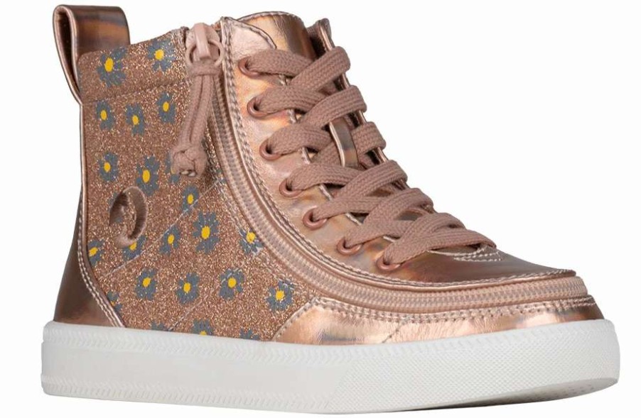 Styles For Kids * | Billy Footwear Rose Gold Daisy Billy Classic Lace High Tops