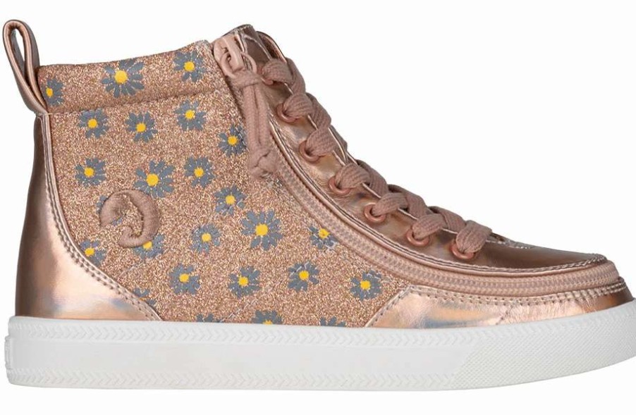 Styles For Kids * | Billy Footwear Rose Gold Daisy Billy Classic Lace High Tops