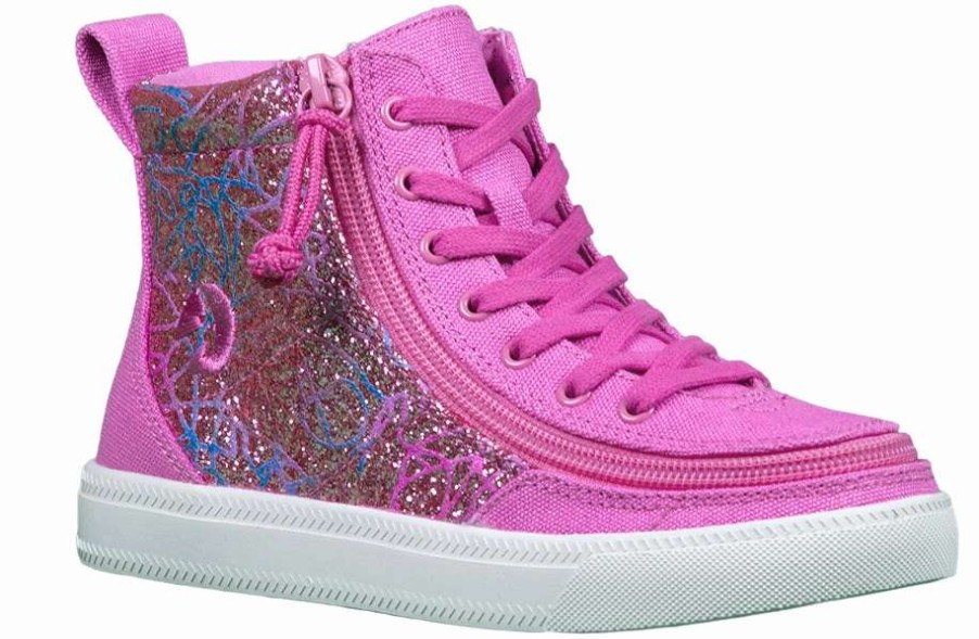 Styles For Kids * | Billy Footwear Pink Printed Canvas Billy Classic Lace Highs