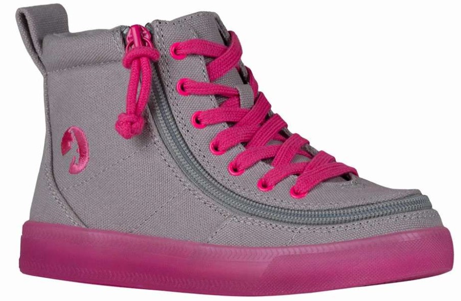 Styles For Kids * | Billy Footwear Final Sale Grey/Pink Billy Classic Lace High Tops