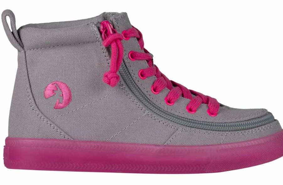 Styles For Kids * | Billy Footwear Final Sale Grey/Pink Billy Classic Lace High Tops