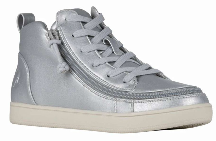 Styles For Women * | Billy Footwear Final Sale Women'S Silver Grey Metallic Billy Sneaker Lace Mid Tops