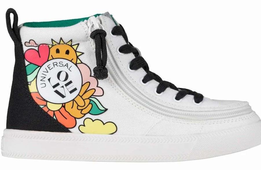 Styles For Kids * | Billy Footwear Uni Love White Multi Billy Classic Lace High Tops